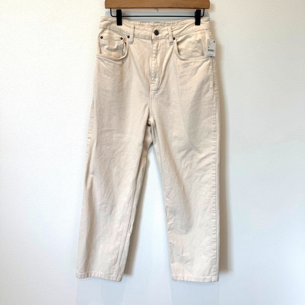 Ksubi x Free People Playback High Rise Relaxed Straight Leg Crop Jeans Cream NWT